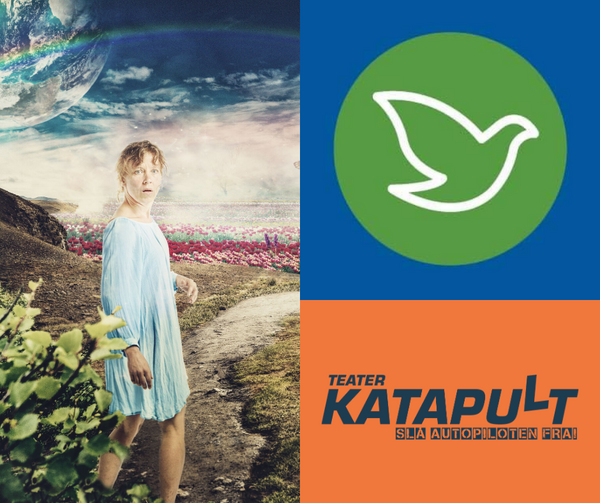 Plakat omkring samarbejde mellem Teater Katapult og Folkekirken i Aarhus