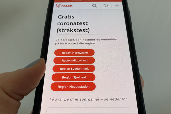 Billede af Falcks side for kviktest