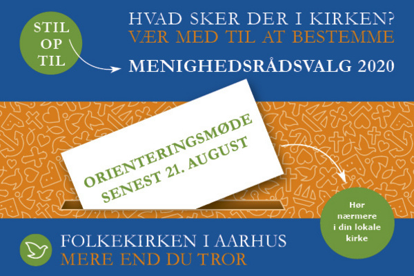 Plakat: Orienteringsmøde om menighedsrådsvalg