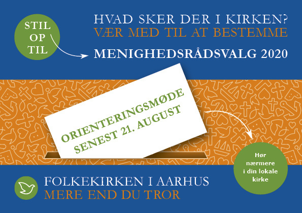 Plakat: Orienteringsmøde om menighedsrådsvalg