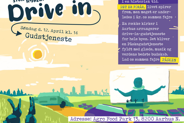 Grafisk billede af drive-in-gudstjeneste i påsken
